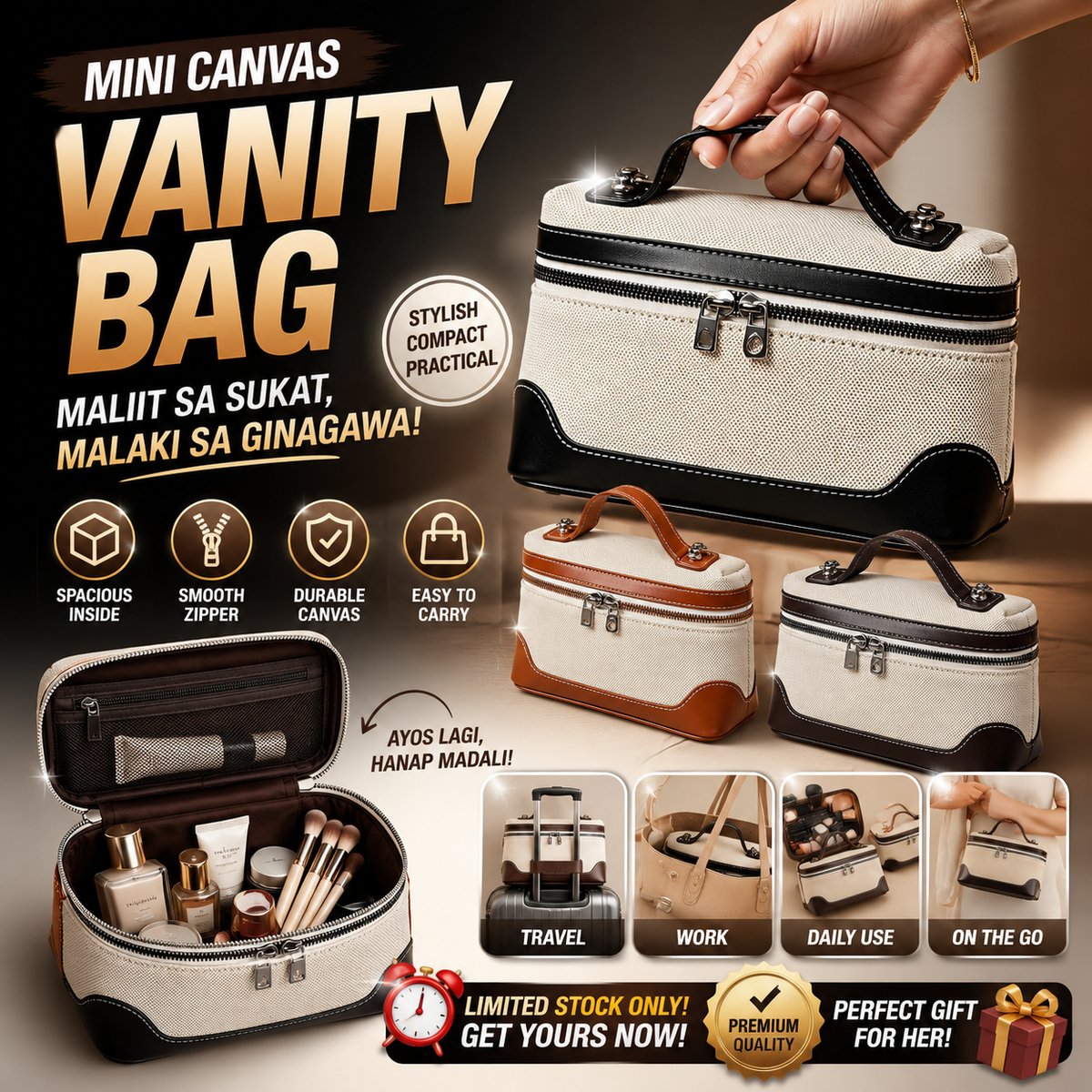 Mini Canvas Vanity Bag