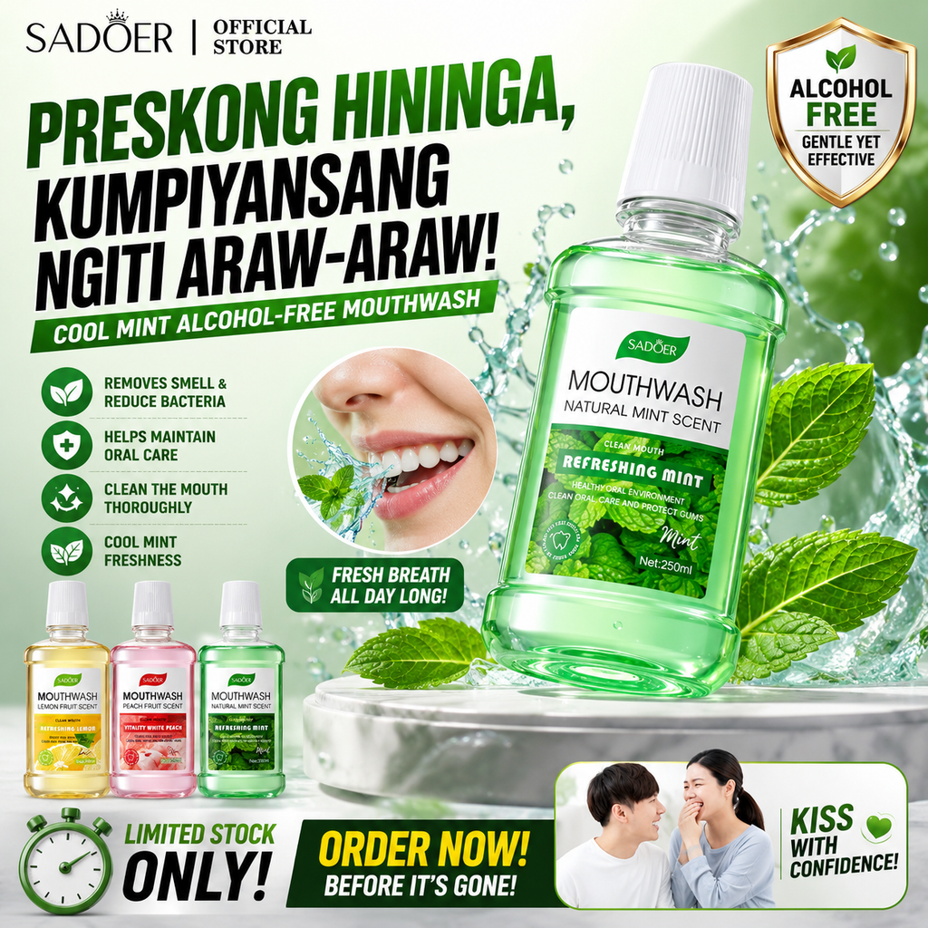 SADOER Cool Mint Alcohol-Free Mouthwash 250ml