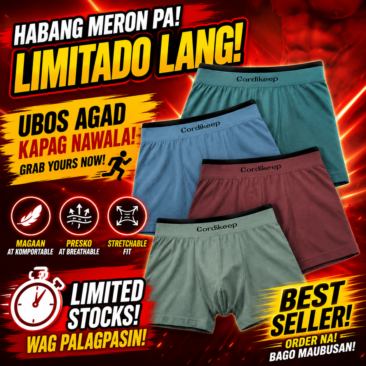4PCS Cordikeep Boxer Brief
