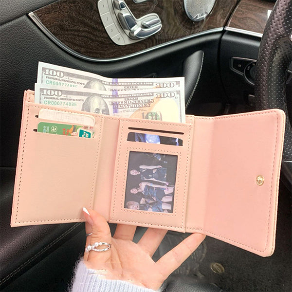 Women's Trifold Bear-Embroidered Wallet