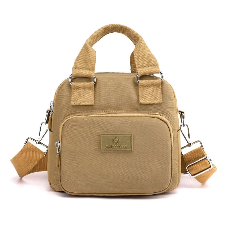 Multicompartment Nylon Crossbody Bag with Adjustable Strap