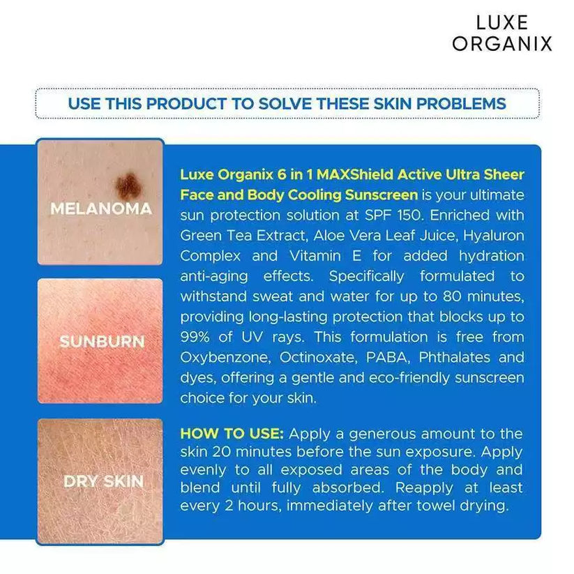 Luxe Organix SPF 150 MAXShield Ultra Protection Sunscreen For Face & Body 100ml