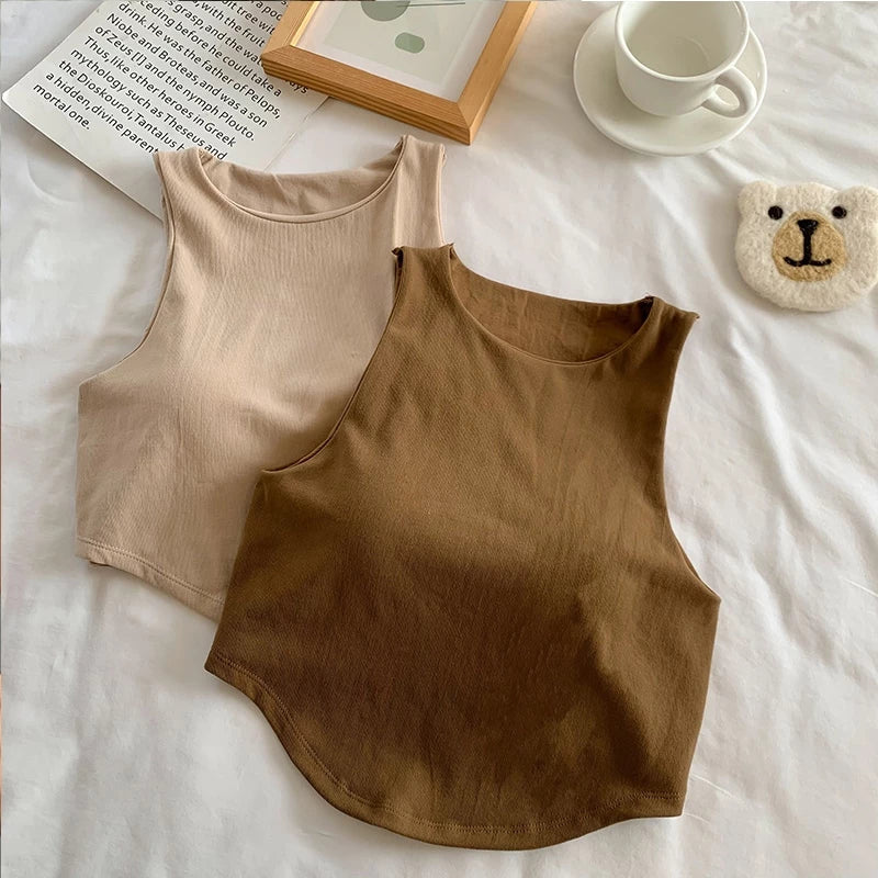 Padded Ribbed Halter Crop Top