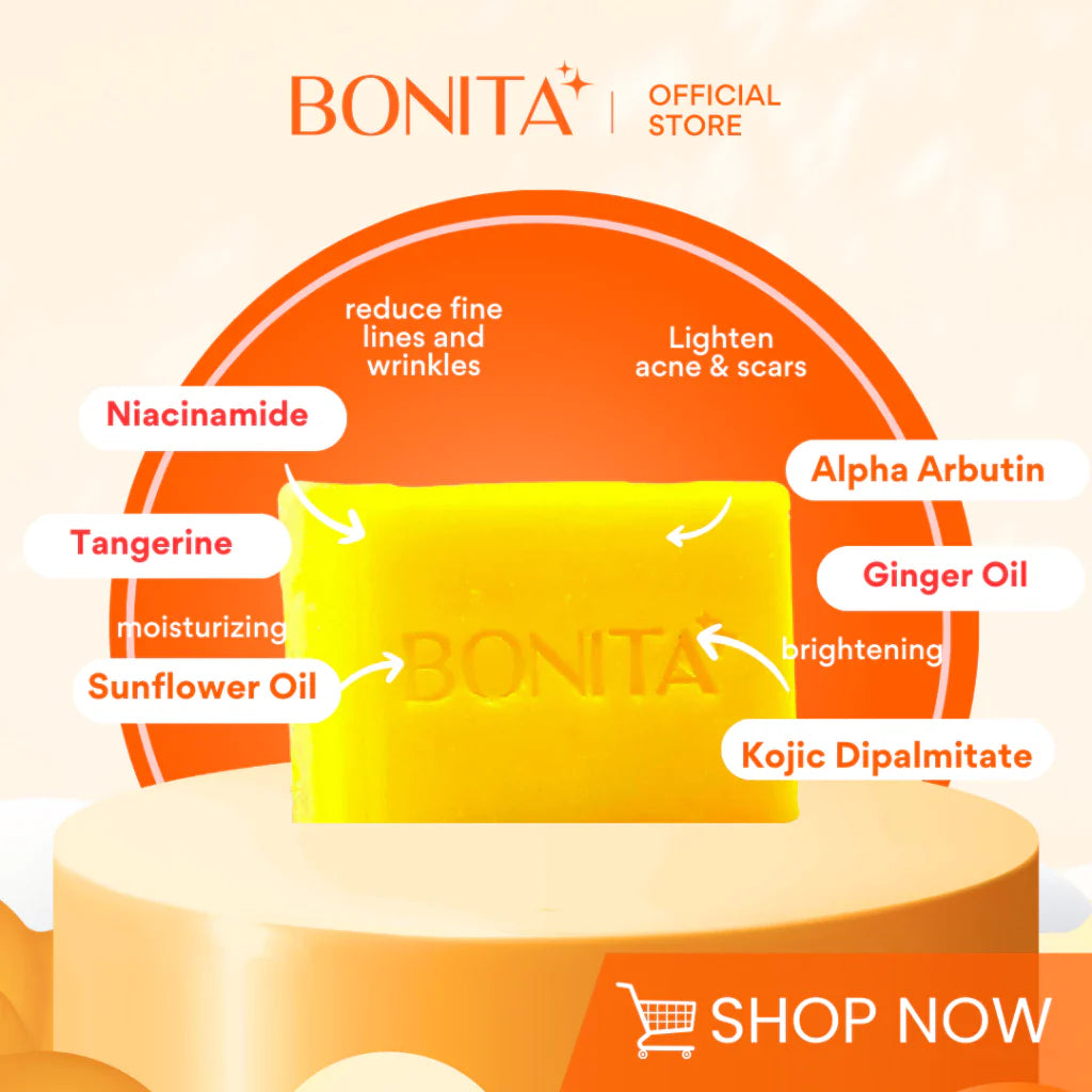 BONITA Himalayan Salt, Sunflower Niacinamide & Tawas Calamansi Persimmon Soap Bar 80g