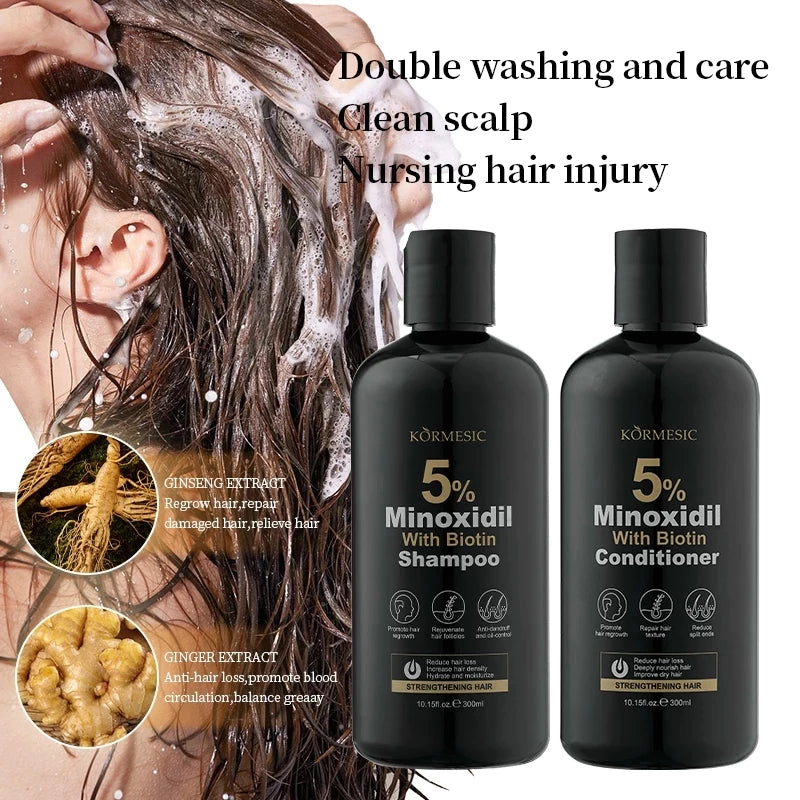 KORMESIC 5% Minoxidil with Biotin Shampoo & Conditioner