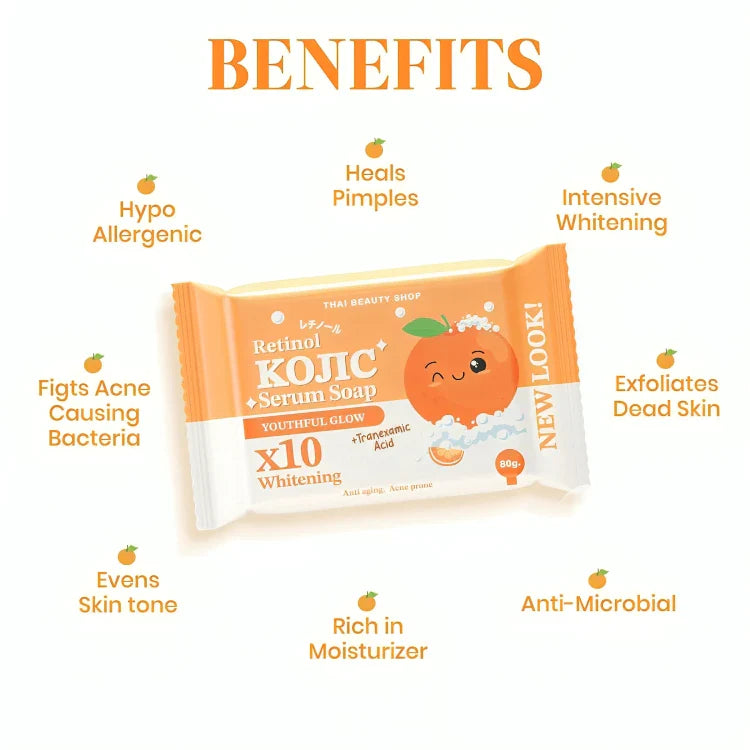 Thai Beauty Shop Retinol Kojic Serum Soap Youthful Glow