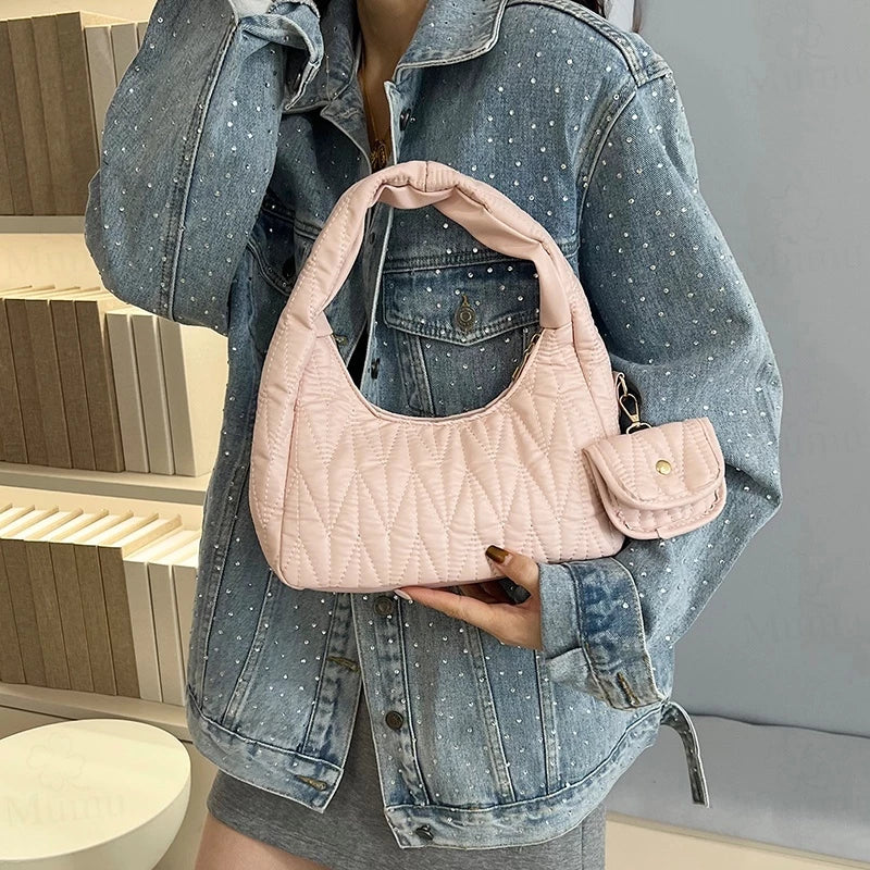 2-in-1 Embroidered Shoulder Bags with Coin Purse
