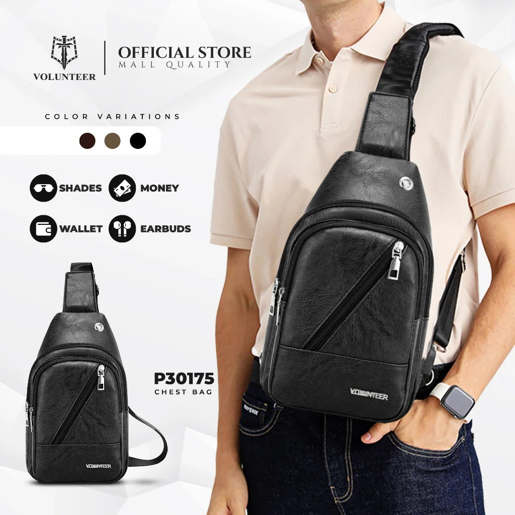 Volunteer Leather Men's Anti Theft Chest Sling Bag
