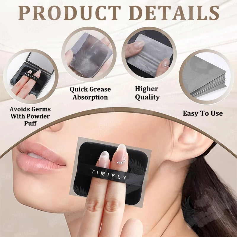 100 Sheets Face Oil Blotting Paper with Mirror and Puff