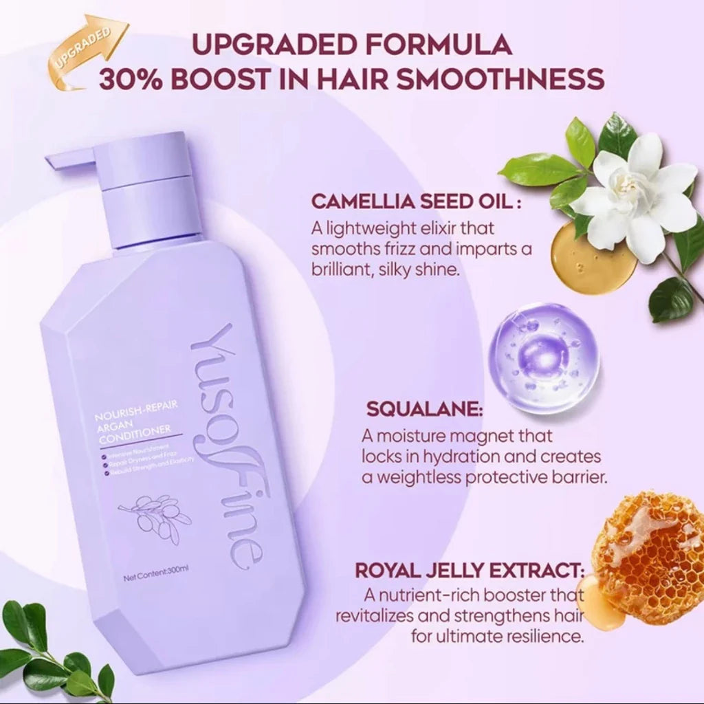 YUSOFINE Nourish-Repair Argan Shampoo + Conditioner + Hair Treatment