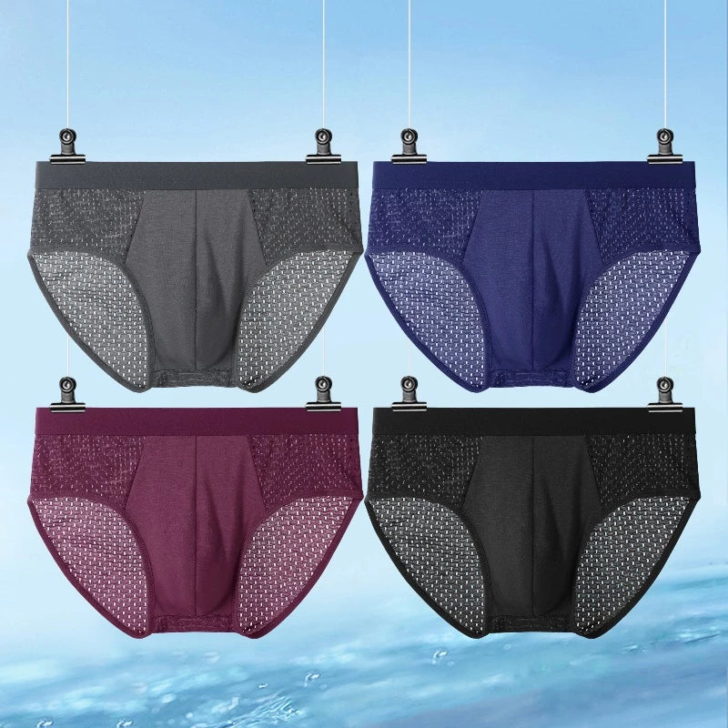 4Pcs/Set Men's Ice Silk Mesh Underwear