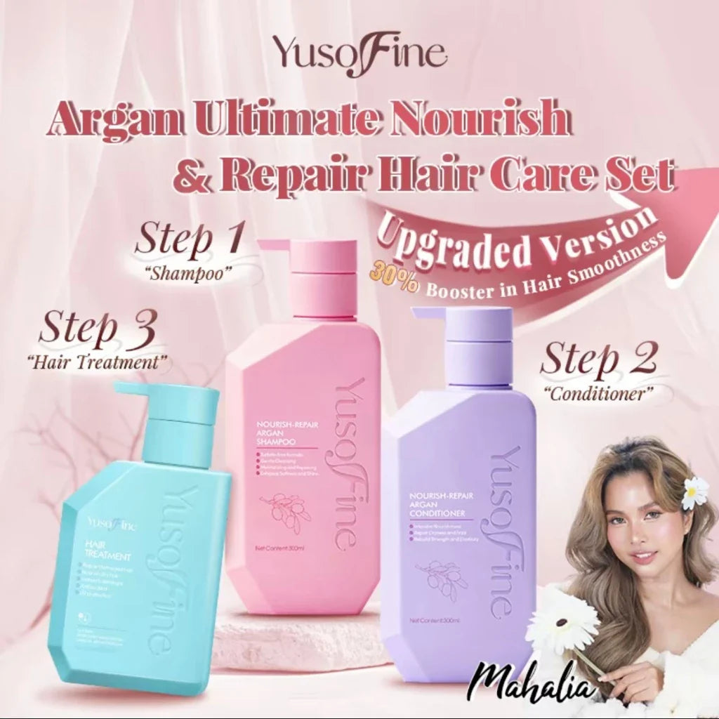 YUSOFINE Nourish-Repair Argan Shampoo + Conditioner + Hair Treatment