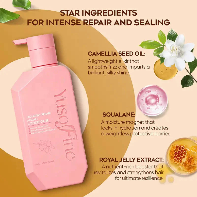 YUSOFINE Nourish-Repair Argan Shampoo + Conditioner + Hair Treatment