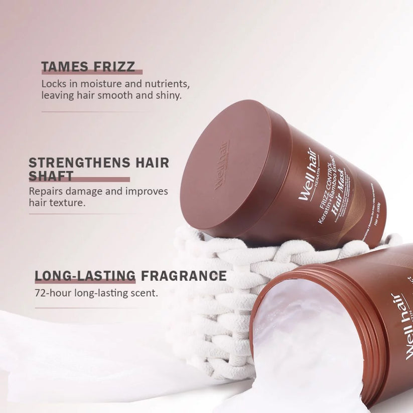 WELL HAIR Keratin Frizz Control Keratin+Bamboo Extract Hair Mask 1000g