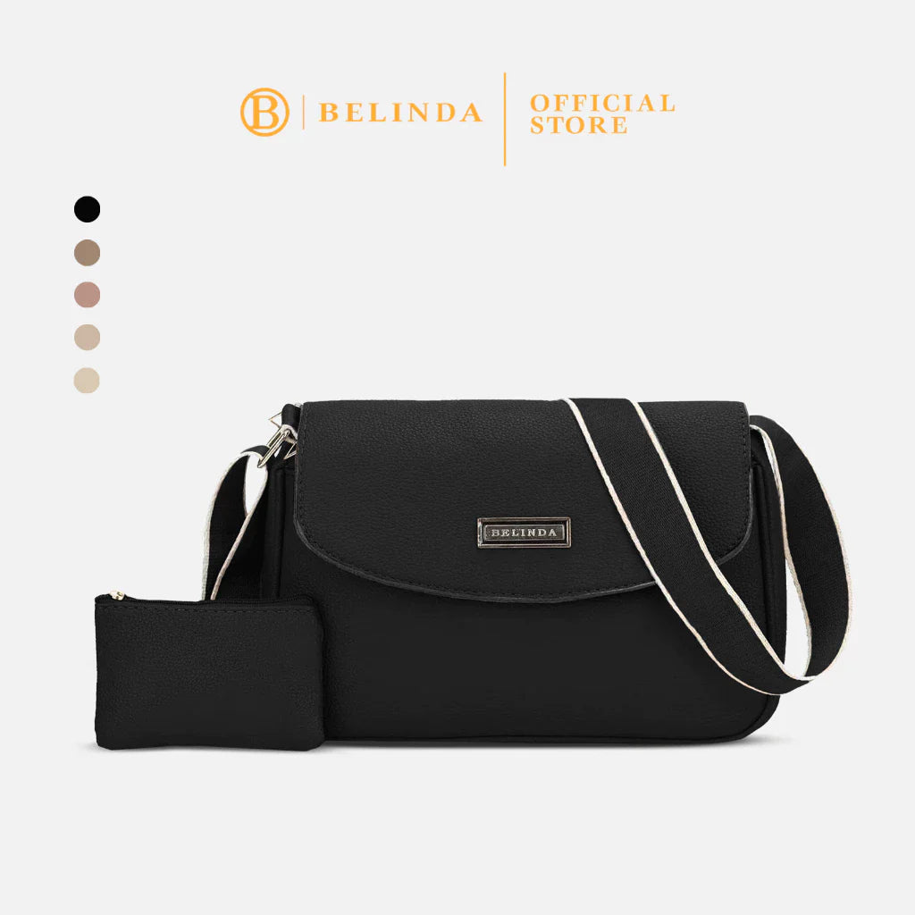 2-in-1 Wide Strap Leather Sling Bag with Wallet
