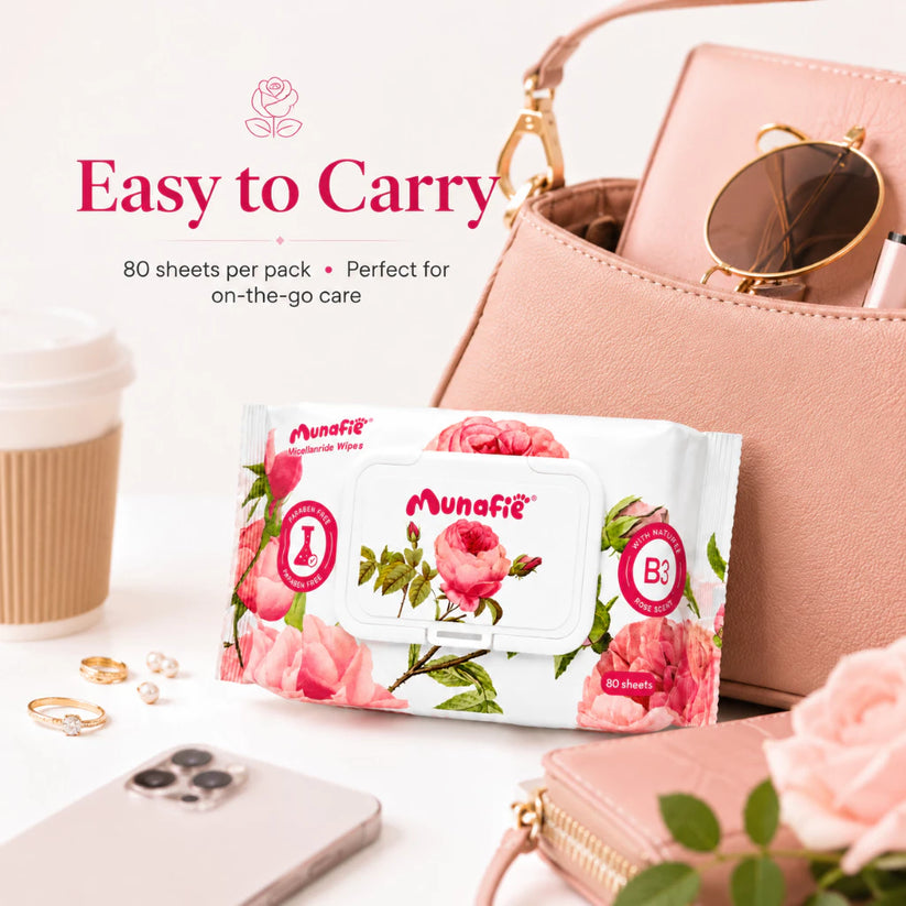 MUNAFIE Niacinamide Rose Scented Cleansing Wet Wipes