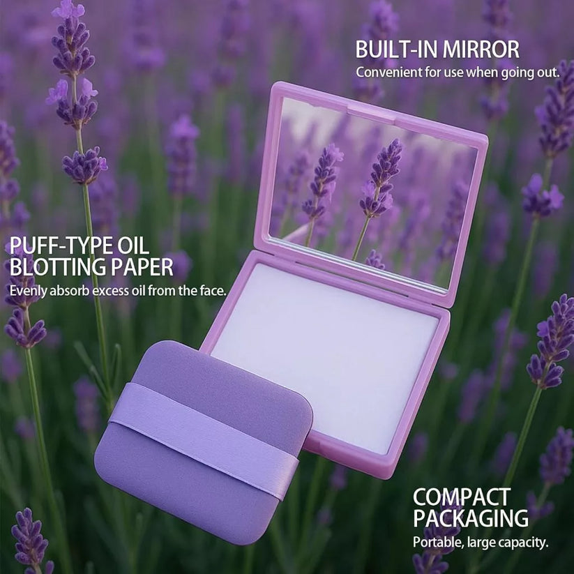 100 Sheets Face Oil Blotting Paper with Mirror and Puff