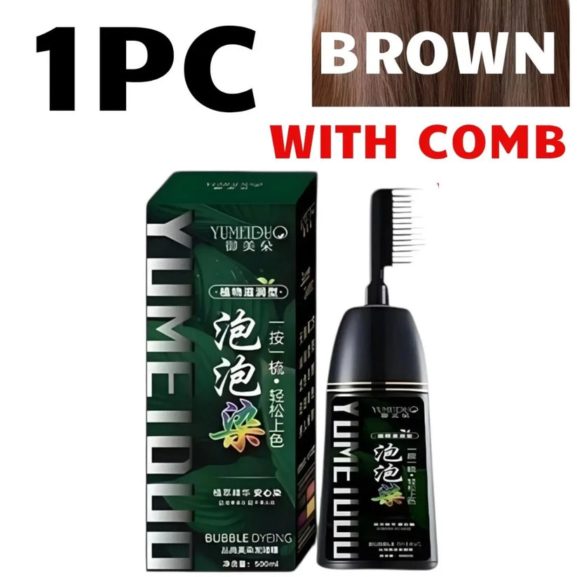 YUMEIDUO Bubble Hair Dye Shampoo with Comb 500ml