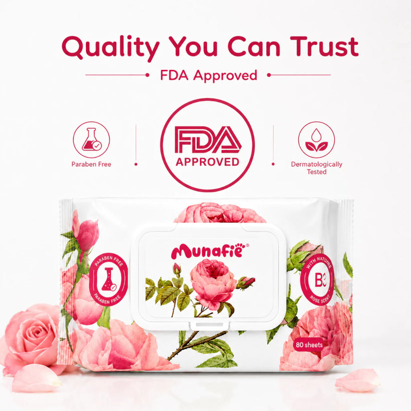 MUNAFIE Niacinamide Rose Scented Cleansing Wet Wipes