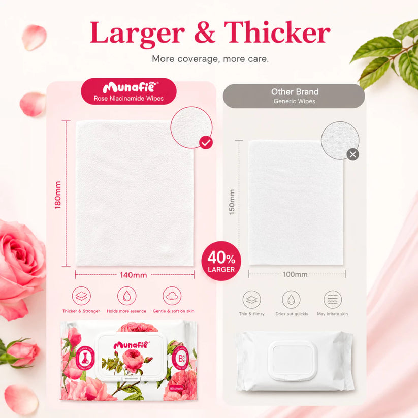 MUNAFIE Niacinamide Rose Scented Cleansing Wet Wipes