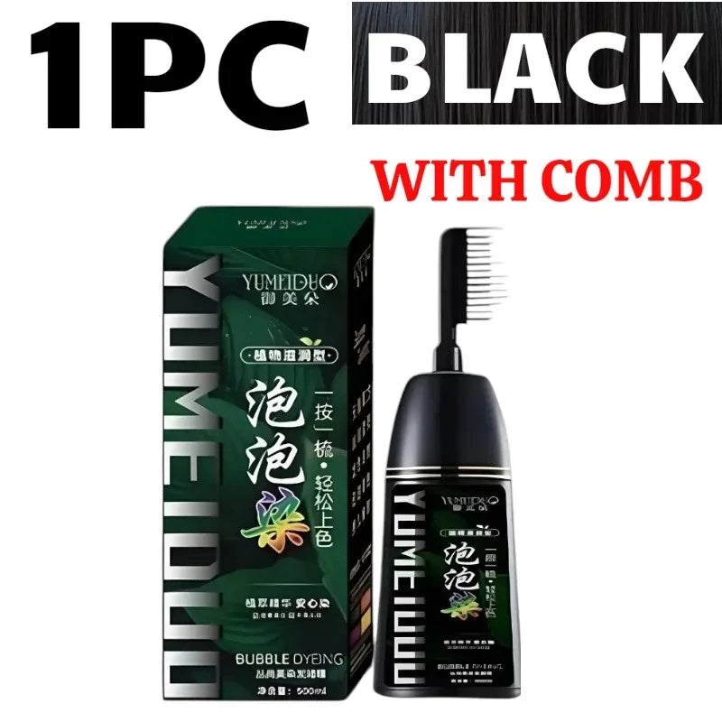 YUMEIDUO Bubble Hair Dye Shampoo with Comb 500ml