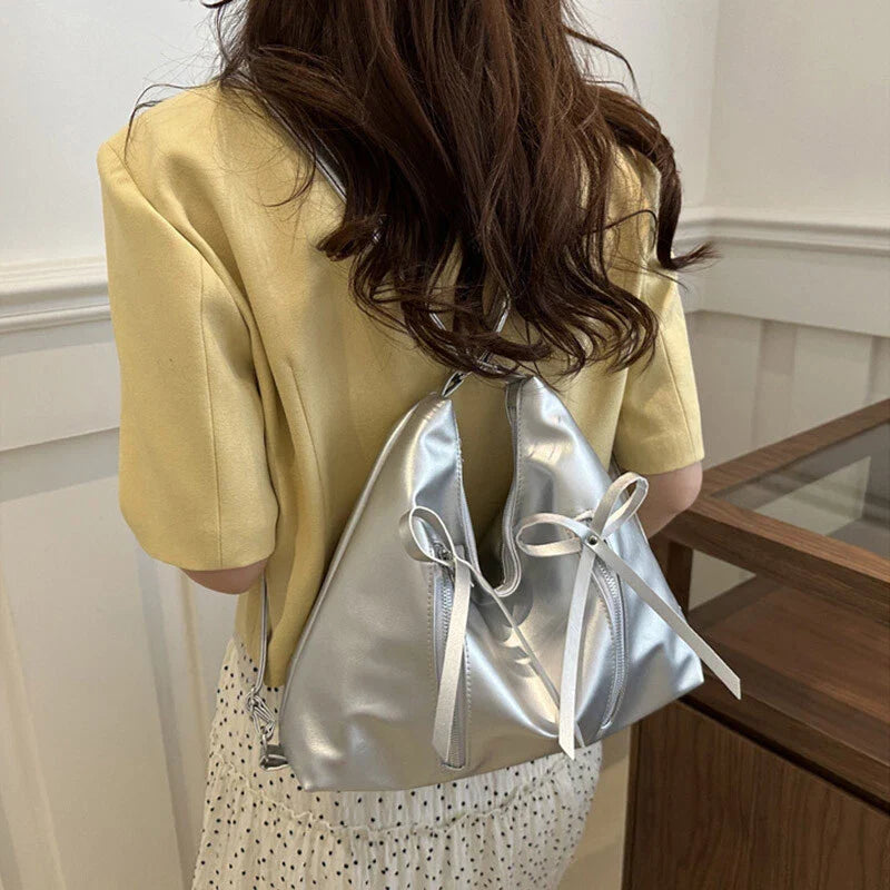 Three-Way Leather Bowknot Bag