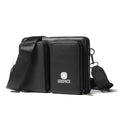 Men's High-End Plain Leather Sling Bag With Two-Zipper Front Pocket