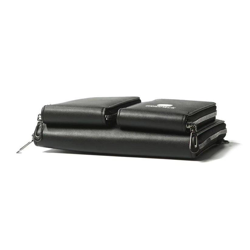 Men's High-End Plain Leather Sling Bag With Two-Zipper Front Pocket
