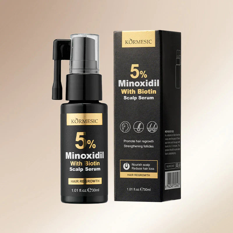 KORMESIC Minoxidil 5% with Biotin Scalp Serum & Massage Cream Set