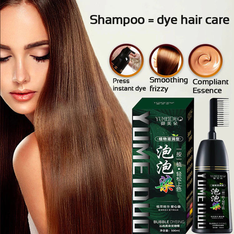 YUMEIDUO Bubble Hair Dye Shampoo with Comb 500ml