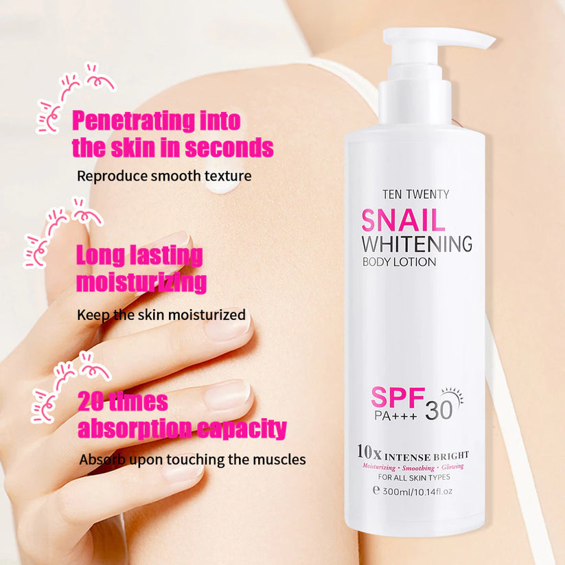 TEN TWENTY Snail Whitening 10X Intense Bright Beauty Lotion with Spf 30 PA+++