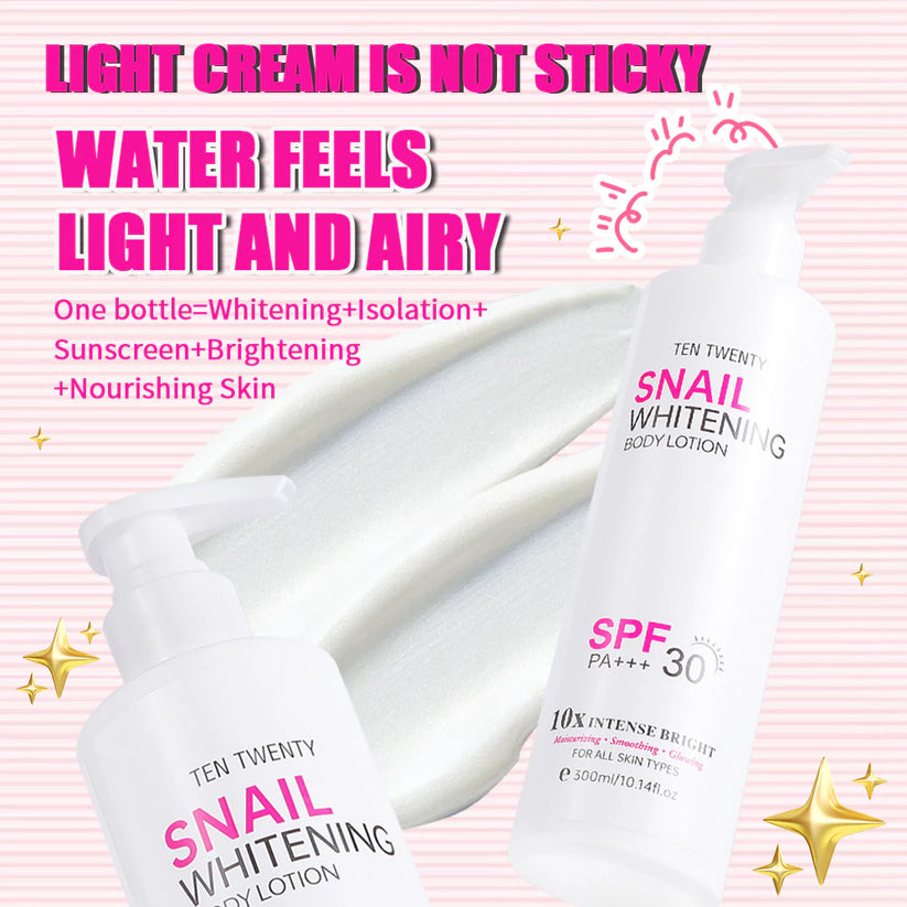 TEN TWENTY Snail Whitening 10X Intense Bright Beauty Lotion with Spf 30 PA+++