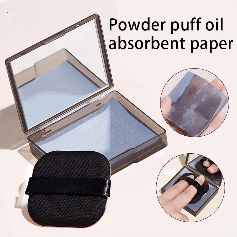 100 Sheets Face Oil Blotting Paper with Mirror and Puff