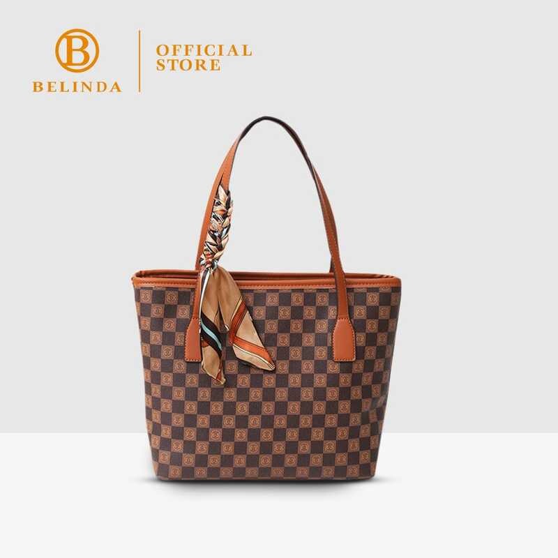 Premier High-End Leather Silk Scarf Tote Bag